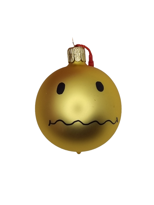 European Glass Christmas ornament of a Bauble | Yellow Happy Face (C)