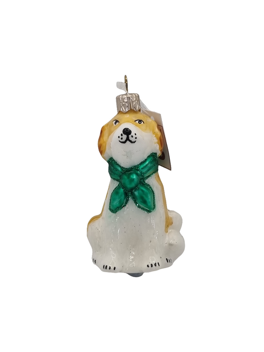 European Glass Christmas ornament of a Dogs | Cartoon Dog with Cape (S)