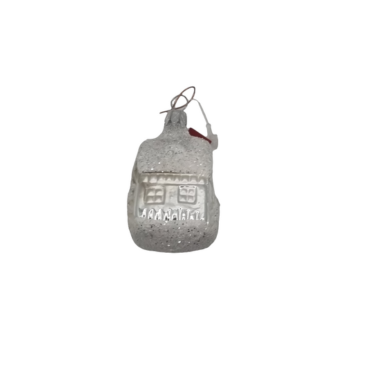 European Glass Christmas ornament of a House Small Glitter (D)