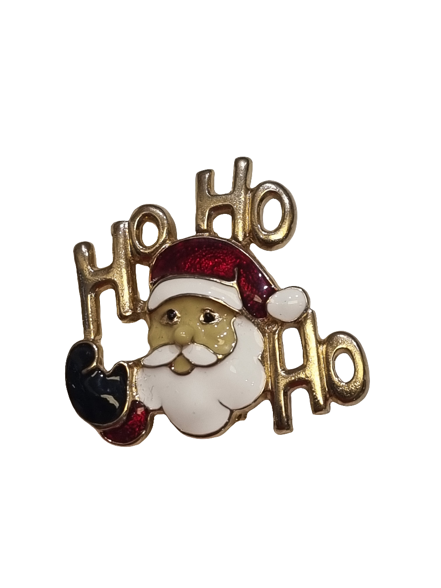 European Glass Christmas ornament of a Ho Ho Ho Santa | Brooch IV