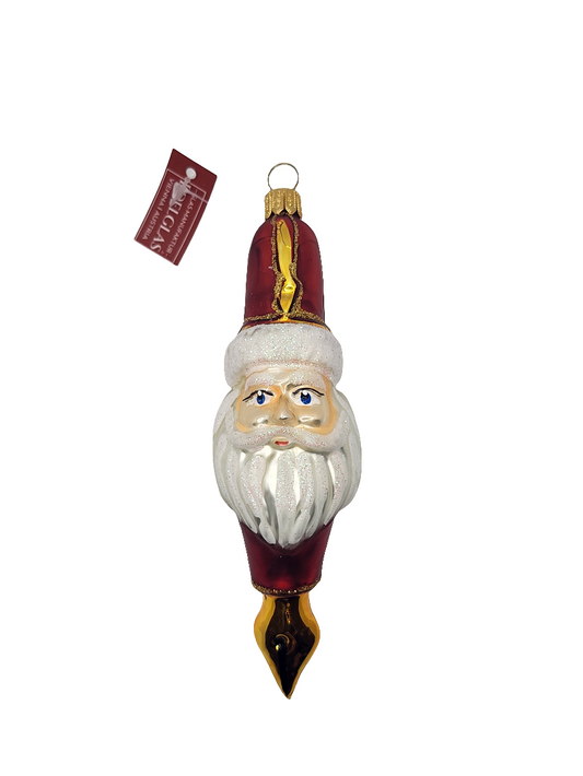 European Glass Christmas ornament of a Santa pen (P)