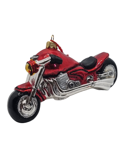 European Glass Christmas ornament of a Motorbike (V)