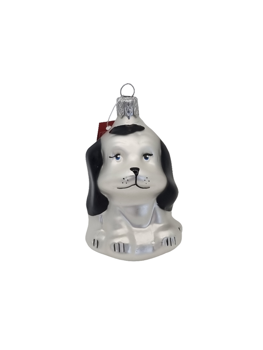 European Glass Christmas ornament of a Dog King Charles Cavalier Black Ears (E)
