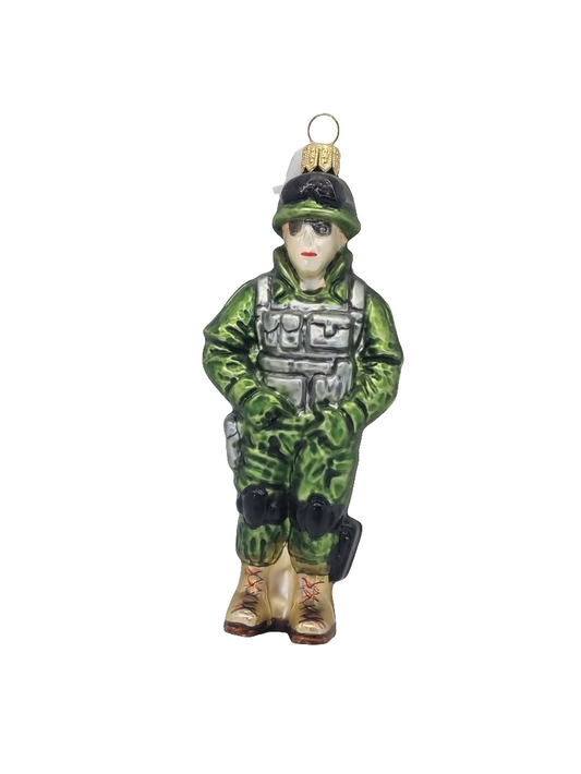 European Glass Christmas ornament of a Soldier Military Man (M)