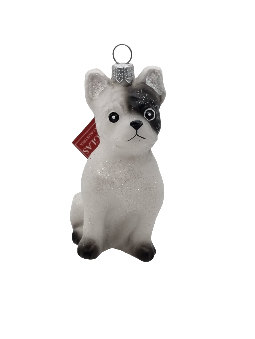 European Glass Christmas ornament of a Dog French Bulldog (S)