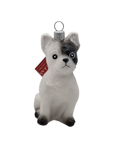 European Glass Christmas ornament of a Dog French Bulldog (S)