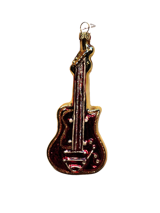 European Glass Christmas ornament of a Guitar (S)