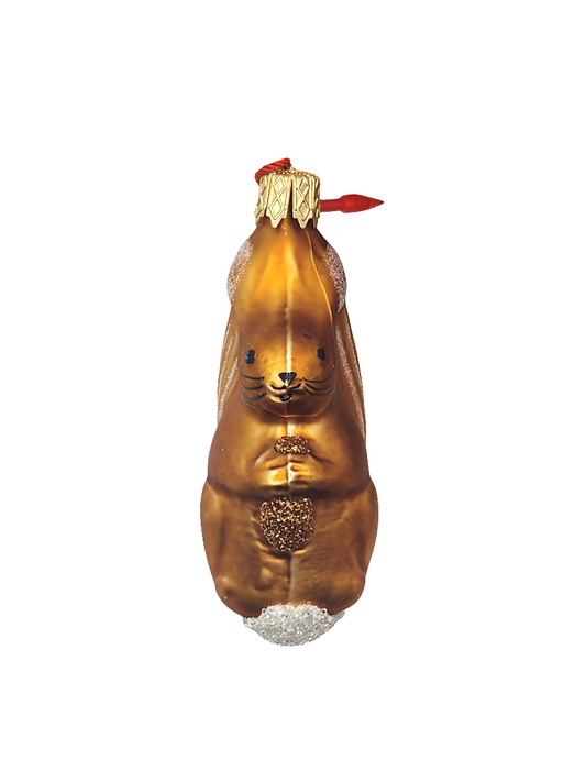 European Glass Christmas ornament of a Squirrel Sparkly Tail (G)