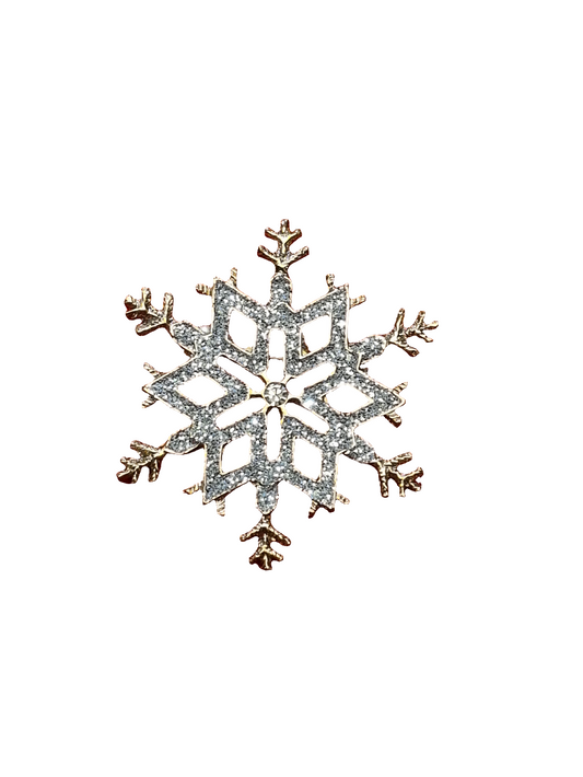European Glass Christmas ornament of a Large Snowflake Gold & Silver | Brooch V
