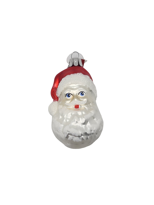 European Glass Christmas ornament of a Santa Head | Long Beard (D)
