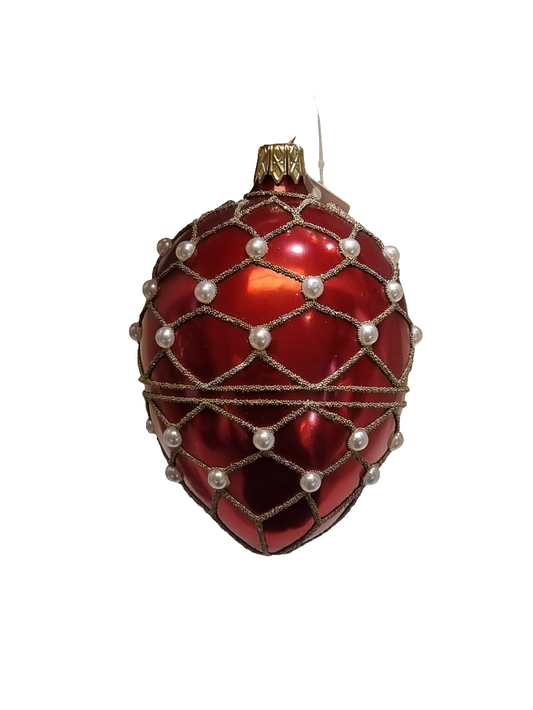 Red Glass Easter Eggs | Faberge Style Eggs (P)