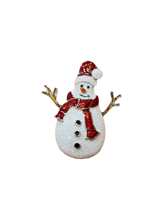 European Glass Christmas ornament of a Single Sparkle Snowman | Brooch V