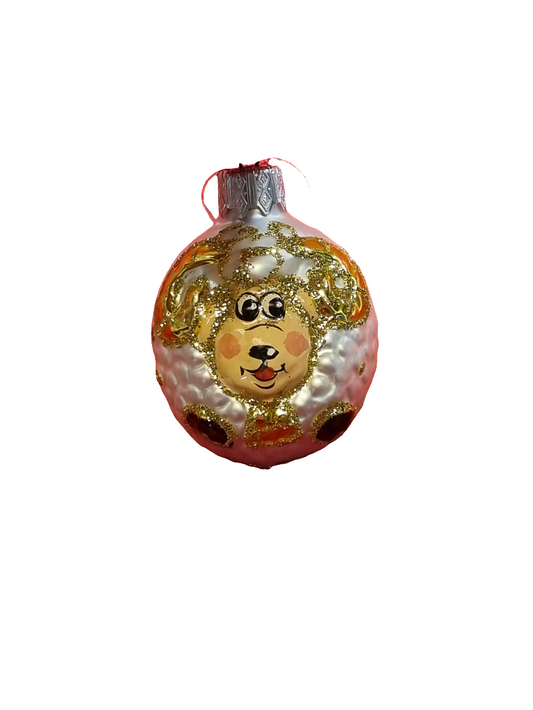 European Glass Christmas ornament of a Sheep Round (E)