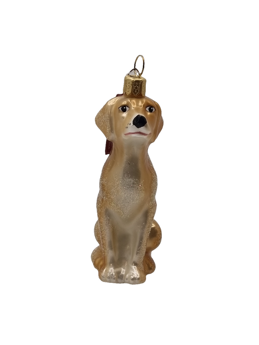 European Glass Christmas ornament of a Dog golden retriever (R)