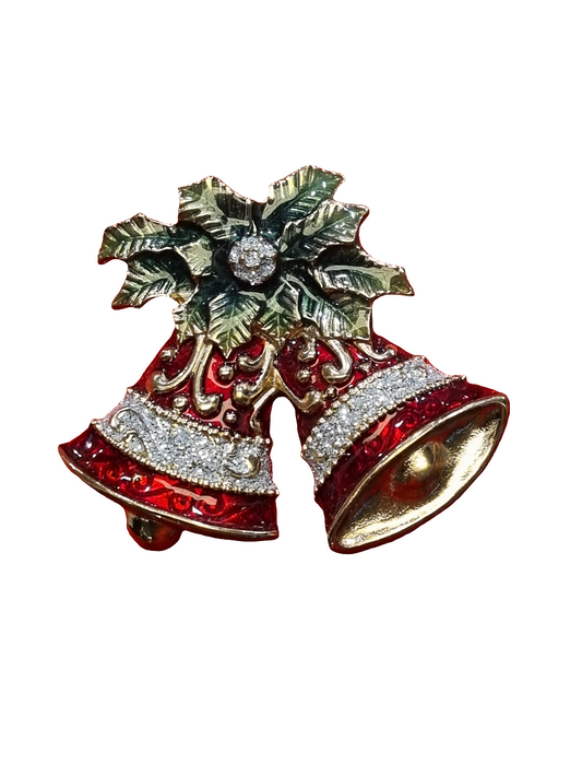 European Glass Christmas ornament of a Large Double Bells | Brooch V