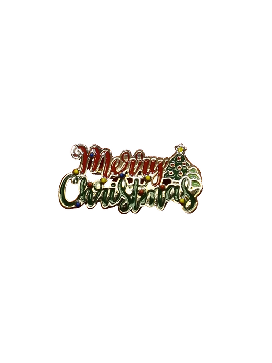 European Glass Christmas ornament of a Merry Christmas | Brooch V