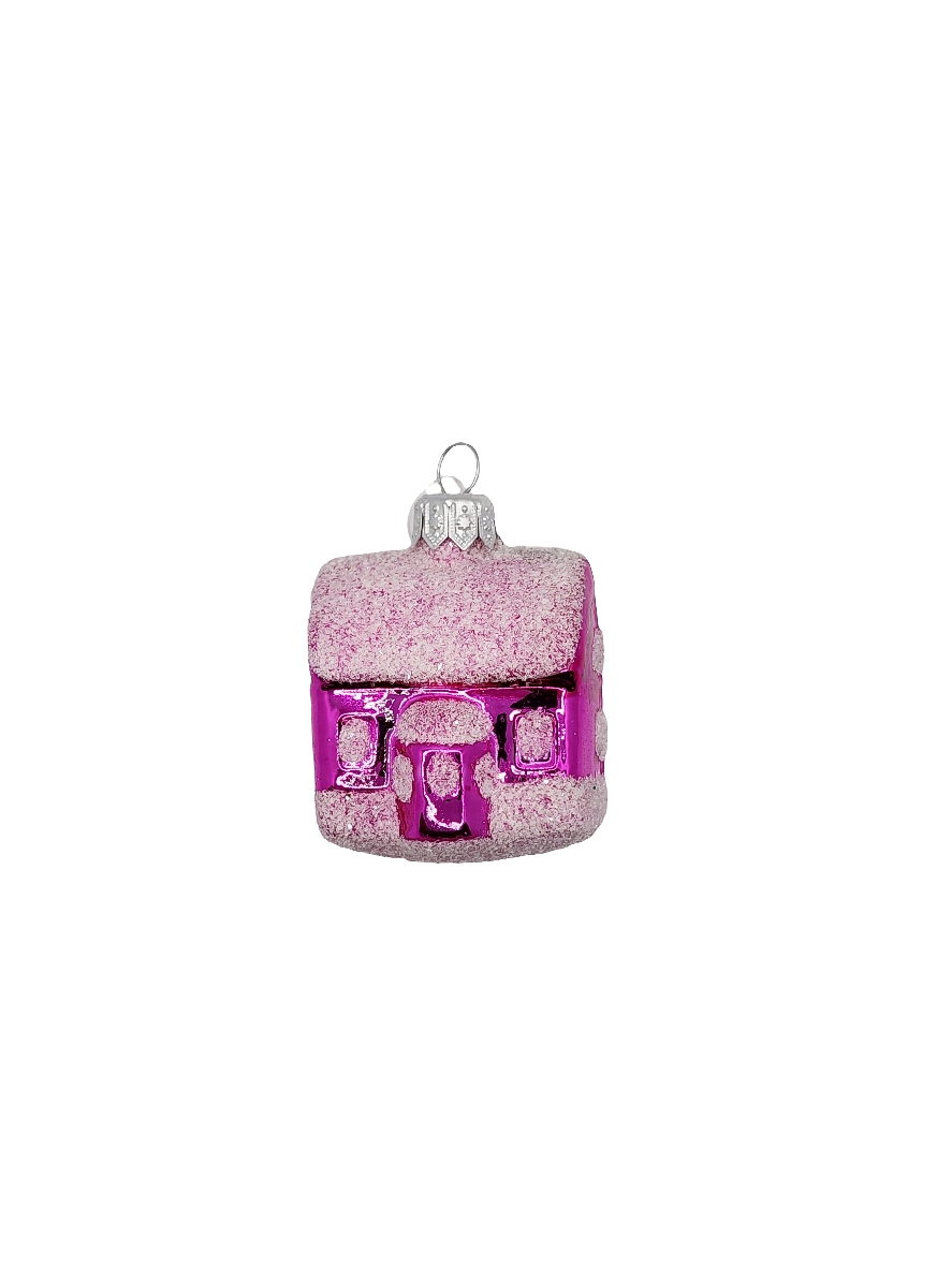 European Glass Christmas ornament of a House | Snowy Roof Assorted Colours (H)