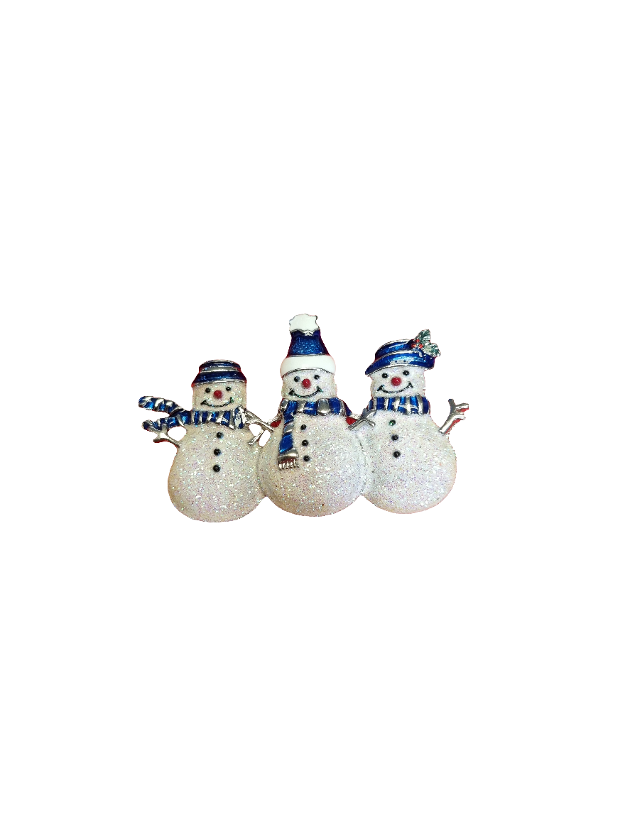 European Glass Christmas ornament of a Three Snowmen | Brooch V