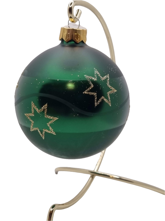 European Glass Christmas ornament of a Bauble | Green Stars (F)