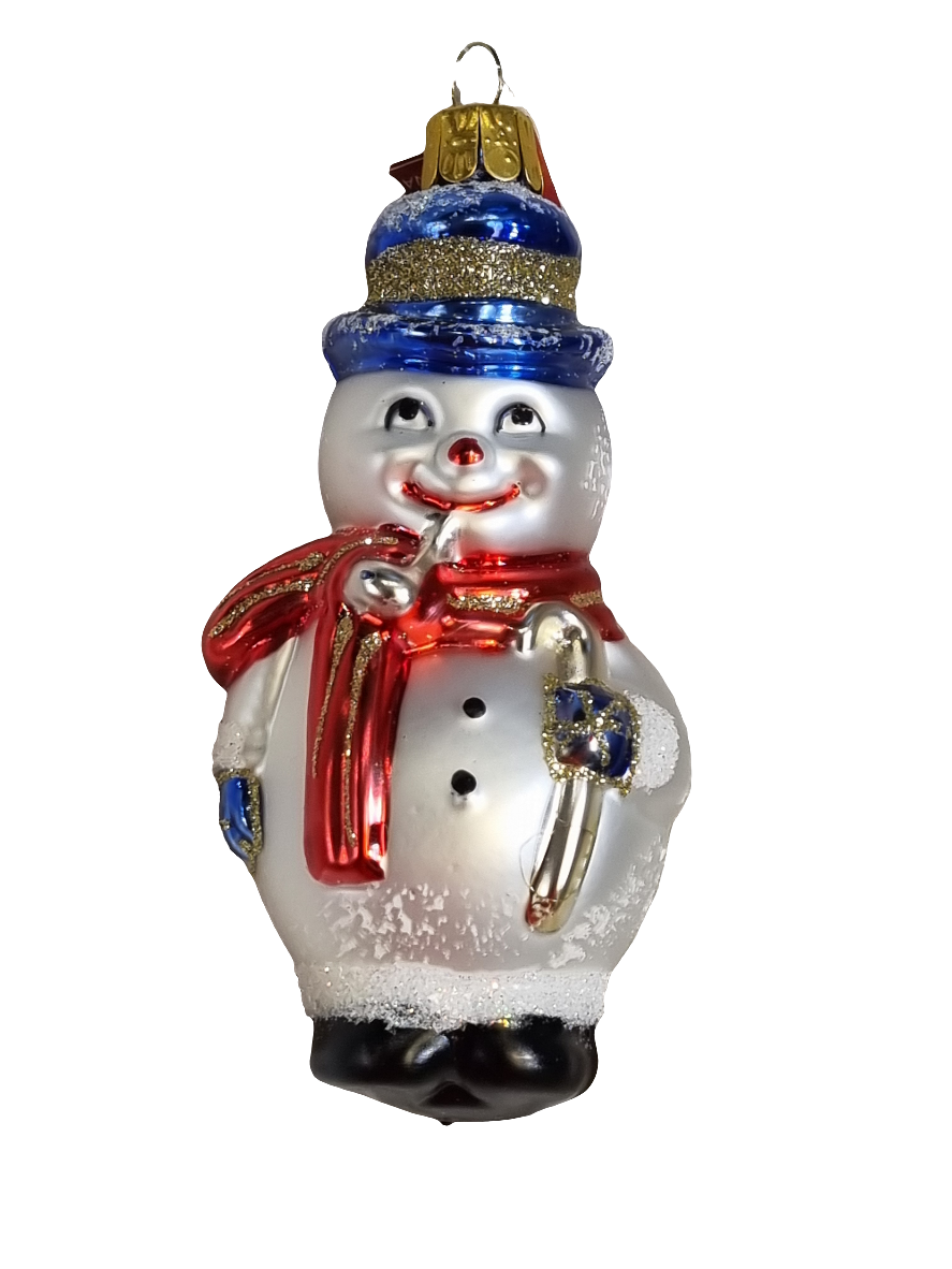 European Glass Christmas ornament of a Snowman Hat Scarf Mittens (I)