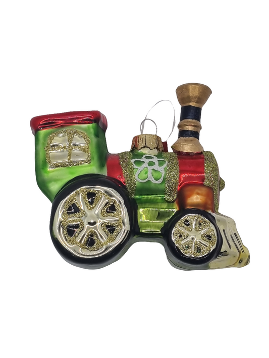 European Glass Christmas ornament of a Train with Steam Chimney (S)