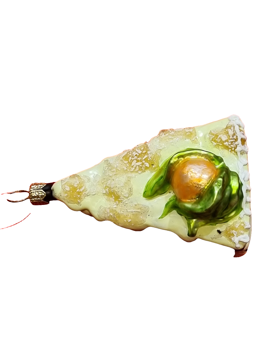 European Glass Christmas ornament of a Cake Slice (M)
