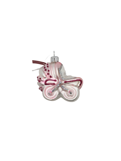 European Glass Christmas ornament of a Pram (D)