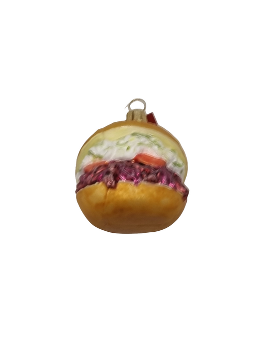 European Glass Christmas ornament of a Burger (N)