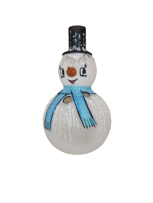 European Glass Christmas ornament of a Snowman Candle Holder