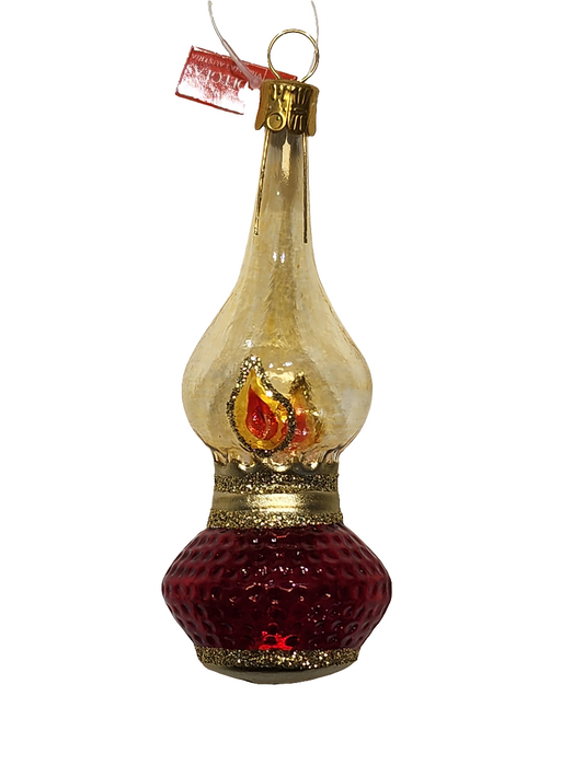 European Glass Christmas ornament of a Lamp with Flame (F)