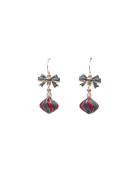 European Glass Christmas ornament of a Red & Green Dangle Balls | Earrings