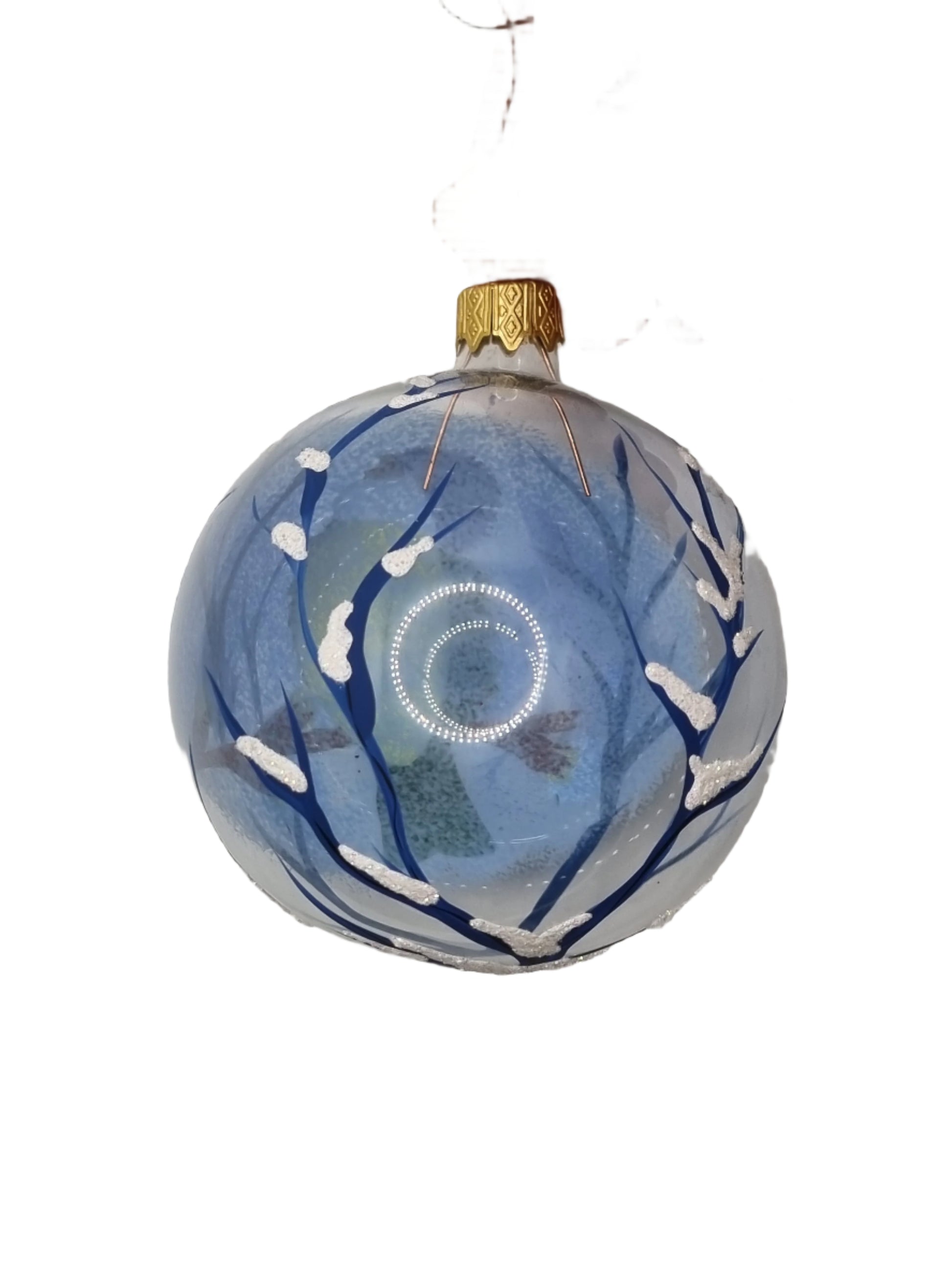 European Glass Christmas ornament of a Bauble | Bluebirds (N)