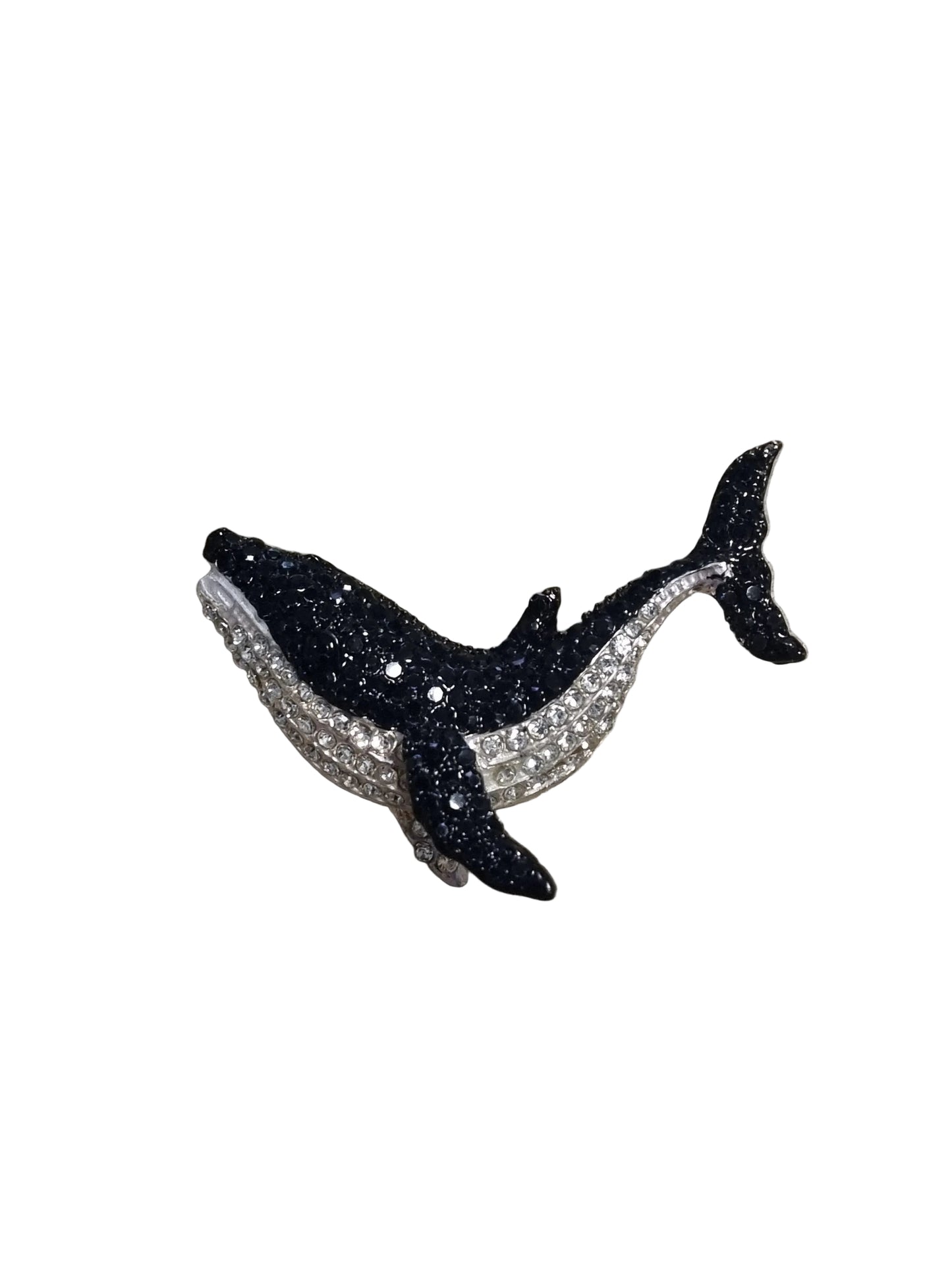 Decorative whale ornament with rhinestone embellishments 