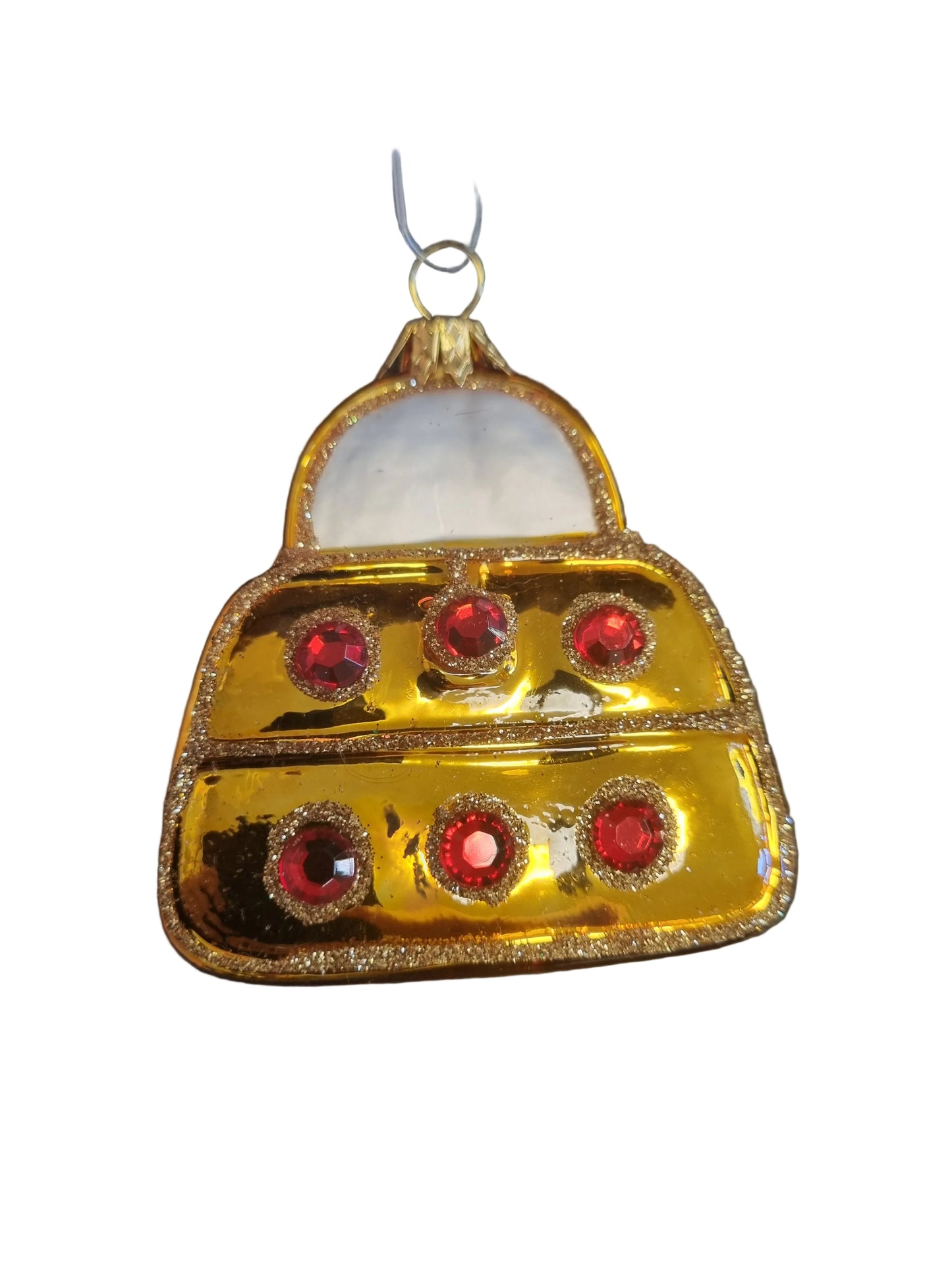 Decorative handbag ornament with gold and red 