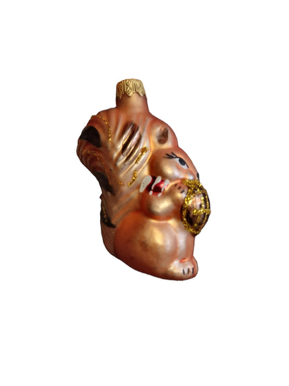 Decorative squirrel glass Christmas ornament 