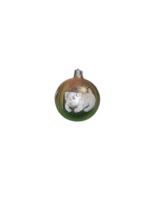 Bauble | Gold and Green with Glitter Dog (C)
