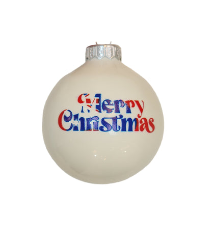 Bauble | White with Horse Rider & Australian Flag Colours, "Merry Christmas" (I)