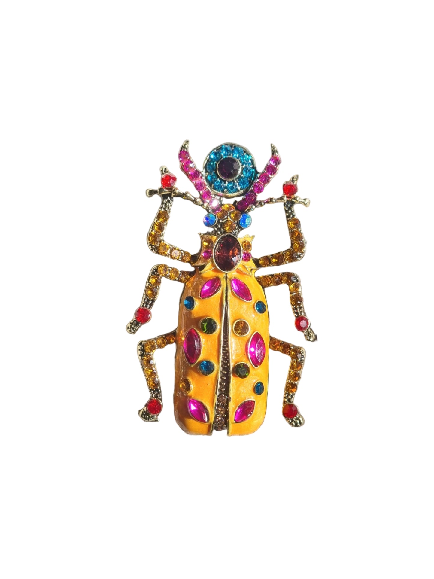 Colorful beetle-shaped brooch 