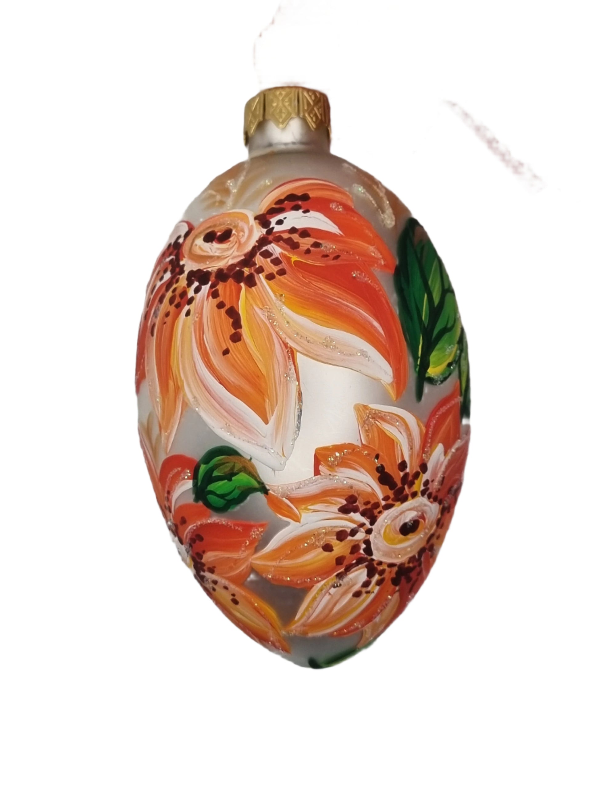 European Glass Christmas ornament of a Glass Eggs | White Faberge Style Easter Eggs (S)